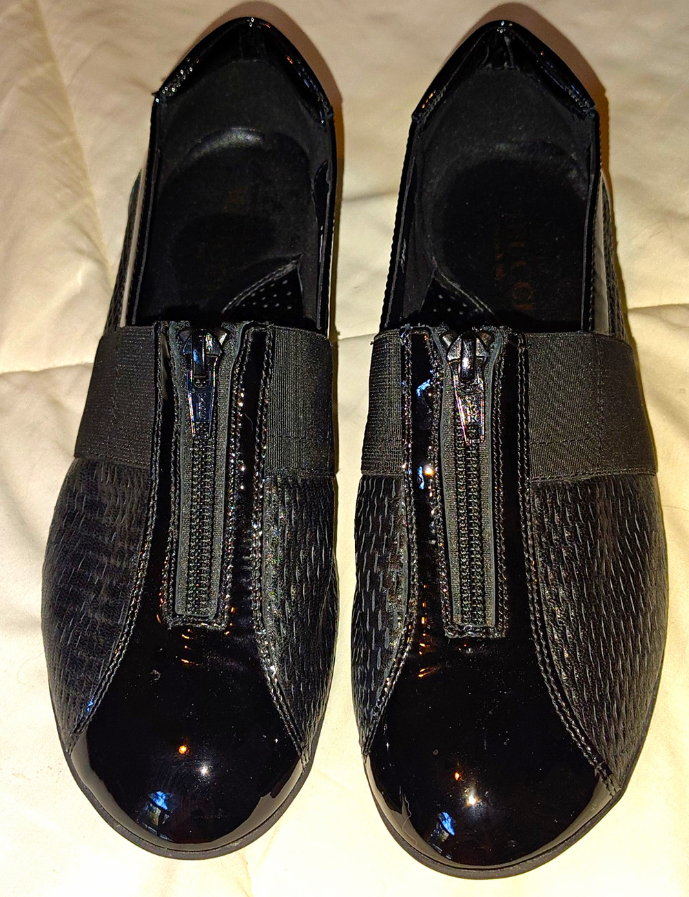 Sesto Meucci Black Patent Leather Slip-On Comfort Shoes Zipper Women 7.5 W